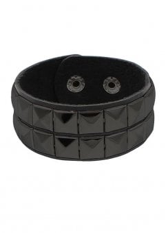 2 Row Black-Out Pyramid Stud Wristband