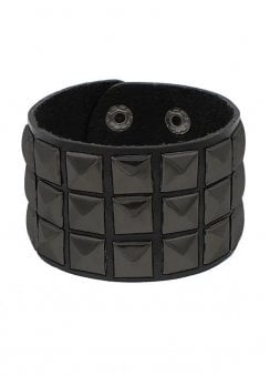 3 Row Black-Out Pyramid Stud Wristband