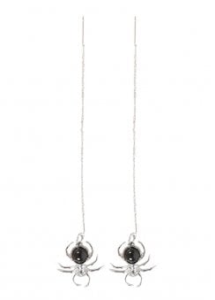 Black Obsidian Spider Threader Earrings
