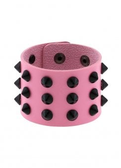 Pink 3 Row Pyramid Stud Wristband