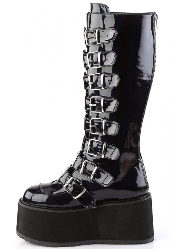 demonia damned 318 knee high platform boot