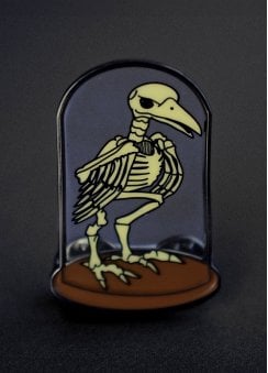 Crow Skeleton Enamel Pin