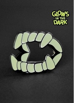 Plastic Vampire Fangs Enamel Pin