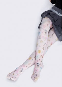 Fuzzy Friends Pink Patterned Tights