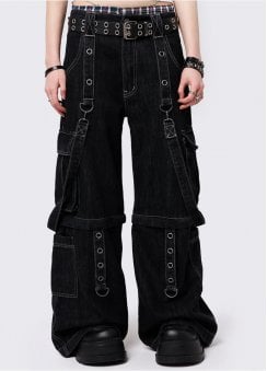 Trek Black Wide Leg Cargo Jeans