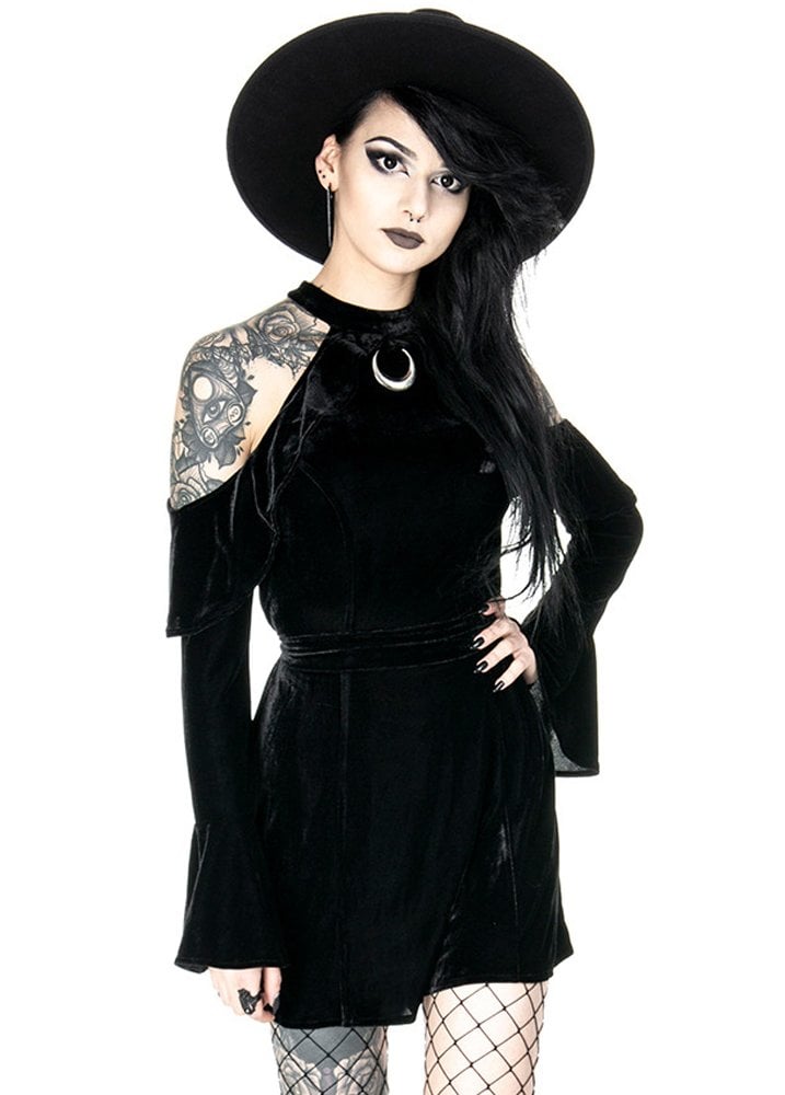 Restyle Velvet Moon Gothic Dress | Attitude Clothing